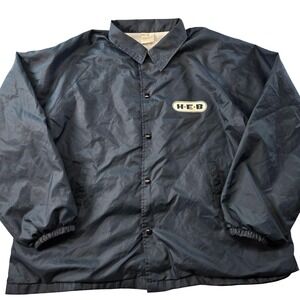 H-E-B Jacket Mens XL Blue Windbreaker Lined Insulated Pockets Collared
